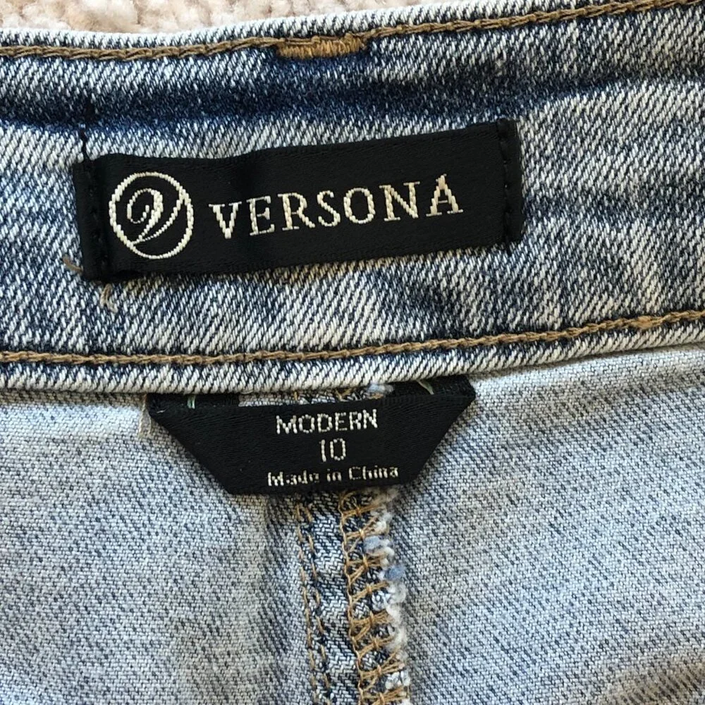 NWOT Versona Women's Flare Split Crop Ankle Light Wash Jeans - Picture 10 of 11